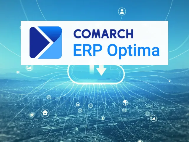 Logo Comarch ERP Optima na tle chmury – Comarch ERP Optima w chmurze
